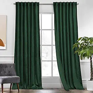 KGORGE Green Velvet Curtains 96 inches for Bedroom Living Room, Velvet Blackout Curtains Soft Darkening Thermal Insulating Window Drapes, Back Tab Rod Pocket, Hunter Green, W52 x L96, 2 Panels