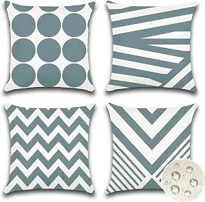 OTOSTAR Outdoor Waterproof Throw Pillow Covers Set of 4 Decorative Outdoor Pillow Covers Garden Modern Geometric Pillow Cases for Patio Furniture Couch Ten Bench 16x16 Inch (Grey)