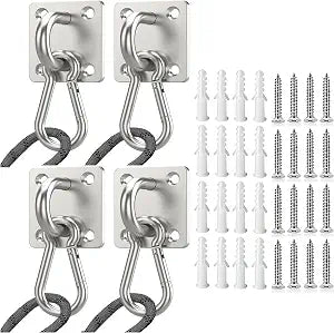 Dog Tie Out Mounted Wall Hook with Clip - Secure Dog Leash Parking Indoor&Outdoor, Stainless Steel Practical Lead Management for Small/Medium/Large Dogs Up to 500lbs (4pcssilver, for 500lbs)