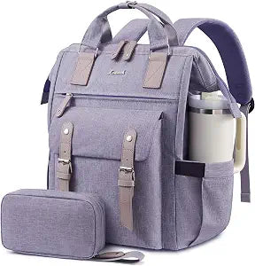 LOVEVOOK Laptop Backpack for Women, 15.6 inch Teacher Nurse Work Bag with Giant Tumbler Holder (Fits Handles), Waterproof Travel Backpack Purse, Anti-Theft College Computer Bag with Pouch, Purple