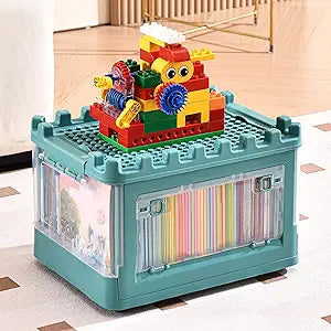 Lego Duplo Storage Collapsible Storage Box for Lego Blocks Toys Organizer Storage for Kids Toy Stackable Building Blocks with Lids Toy Chests with Compartments for Boys and Girls 21QT