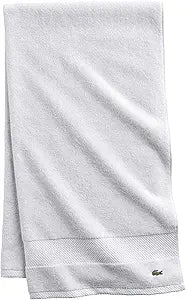 Lacoste Heritage 100% Supima Cotton Bath Towel, White, 30" x 54"  Highly Absorbent & Quick Drying, Premium Super Soft Bath Towel, Bathroom Essential, Gift for All Occasions, Machine Washable