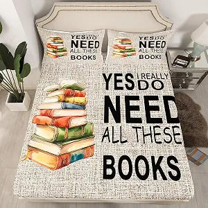 Books Pattern Bedding Set Twin Size Book Lover Bed Set for Girls Teens Bedroom Decor Kids Book Fitted Sheet Soft Microfiber Watercolor Bed Cover(1 Fitted Sheet+1 Pillow Case)