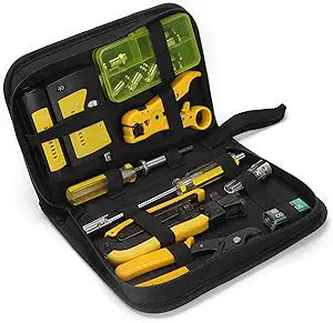 F Compression Tool Coax Cable Crimper Kit, Adjustable RG6 RG59 RG11 75-5 75-7 Coaxial Cable Stripper with F Compression Connectors Pack of 10