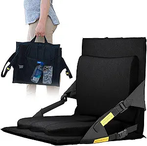 Everlasting Comfort Stadium Seats with Back Support - Adjustable Memory Foam Bleacher Chairs with Back and Cushion, Portable, Easy Folding Stadium Seat Cushion with Storage Pocket