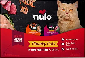 Nulo Chunky Cuts Variety Pack in Gravy Cat & Kitten Food, 2.75 oz Cup, Case of 12
