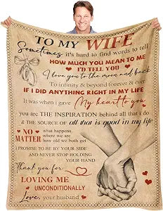 Wife Birthday Gifts from Husband Ideas - Happy Wedding Anniversary Romantic Gifts for Women - I Love You Gift for Her - Mothers Day Birthday Presents for Her - to My Wife Blanket 60"x80"