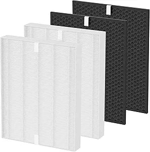 2 Set PR50 Replacement Filter Compatible with Brondell Revive PR50-W PR50-B Humidifier Purifier, Compared to Part # PRF-51,2* H13 True HEPA Filters and 2* Honeycomb Activated Carbon Filters