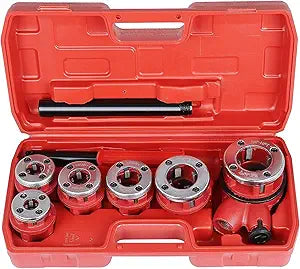 Yaegoo Ratchet Pipe Threader Kit, Manual Ratcheting Pipe Threading Tool with Handle Ratchet, 6 Dies - 1/4" 3/8" 1/2" 3/4" 1" 1-1/4"