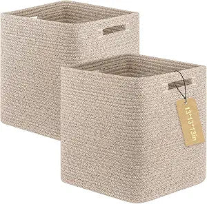 OIAHOMY 2 PACK Cube Storage Bin 13 Inch Collapsible Storage Cube Brown