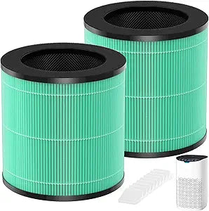 MJ003HD Pet Care Replacement Filter Compatible with POMORON MJ003HD Air Purifier, 4-Stage Filtration with Activated Carbon Filter, MJ003HD-RFA (2 Pack)