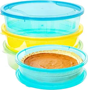 Youngever 3 Pack Pie Containers, Multi-Color Plastic Food Storage Containers, Fresh Pie Keeper, 11 inch Diameter