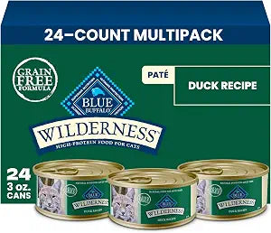 Blue Buffalo Wilderness Duck Pat Adult Wet Cat Food, High-Protein & Grain-Free Recipe Enhanced with Vitamins, Minerals, and Other Nutrients, 3-oz. Cans (24 Count)