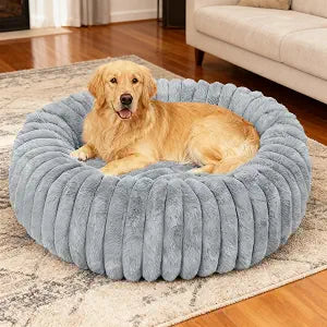 Washable Extra Large Dog Bed,Calming Anti Anxiety Round Donut Dog Bed,Fluffy Puppy Beds for Small Dogs,Cute Kitten Cat Beds for Indoor Cats,Anti-Slip Comfort Pet Beds for Extra Large Size(Grey,XXL)