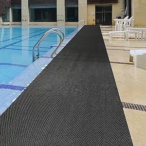 PVC Drainage Floor Mat Non-Slip Commercial Wet Area Mat for Outdoor and Indoor Restaurant Kitchen Bar Swimming Pool Splash Matting Water Drain Flooring Mat (Black, 3FTX16.4FT)