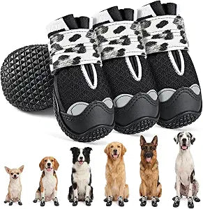 SlowTon Dog Shoes for Large Small Medium Dogs - Breathable Dog Boots for Summer Hot Pavement, Paw Protector for Outdoor Walking Winter Snow, Anti-Slip Rubber Dog Booties for Hardwood Floor (LP B, 7)