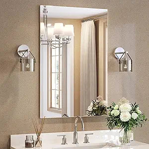 Brightify Frameless Mirror, 24x36 Inch Bathroom Mirrors for Over Sink, Tempered Glass for Gym, Yoga, Living Room, Dining Room, Bedroom, Entryway