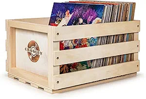 Crosley AC1004A-NA Record Storage Crate Holds up to 75 Albums, Natural