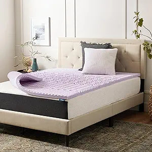 LUCID Lavender Infused 2 Inch Memory Foam Mattress Topper with 5 Zones  Twin XL Size  Plush Feel  CertiPUR Certified  Dorm Room Essentials