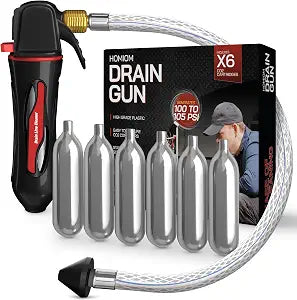 Gallo Drain Gun  AC Drain Line Cleaner Tool With Flexible Hose Pipe For HVAC Clogs - Includes 6 co2 Air Conditioner Drain Cleaner Cartridges