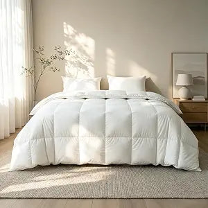 Luxury White Feathers Down Fiber Duvet Insert King Size - Hotel Collection Premium Cotton Cover Comforter with Corner Tabs,Baffle Box Design, Breathable Hypoallergenic Bedding Comforters All Season