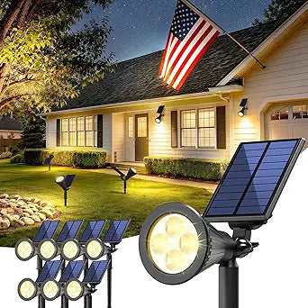 JEJOT 8 Pack Solar Lights Outdoor Waterproof,Warm White Light,2 Lighting Modes,Solar Powered Spotlights for Yard Garden Solar Spot Lights for Flag Landscape Auto On/Off