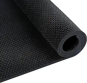 Commercial Drainage Non Slip Floor Matting Heavy Duty PVC Wet Area Water Drain Flooring Mat with Drain Holes for Wet or Slippery Areas,Indoor Outdoor Cushion (Black, 3FTX16.4FT)