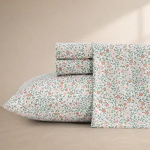 BLOOMHAVEN Queen Size Sheet Set-4 Pieces Pink Floral Bed Sheets Recycled