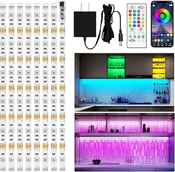 Maylit 8 PCS RGB Under Cabinet Lights with App and Remote Control