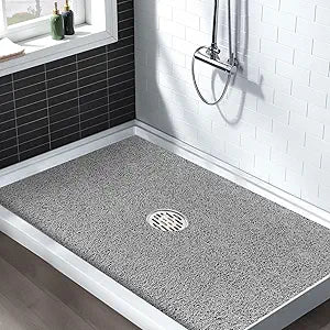 Extra Large Non Slip Shower Mat: 47.2x31.5 inch Loofah Shower Mat for Inside Shower with Drain Hole in Middle, Soft PVC Anti-Slip Shower Stall Mats for Bathroom,Wet Area, Quick Drying