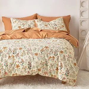 Wake In Cloud Floral Comforter Set, Orange Cream, King