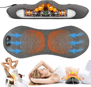 3-in-1 Lumbar Support Pillow with Heat and Vibration, Lower Back Massager with Air Lift, Ergonomic Memory Foam Back Pillow for Office Chair, Bed and Sofa