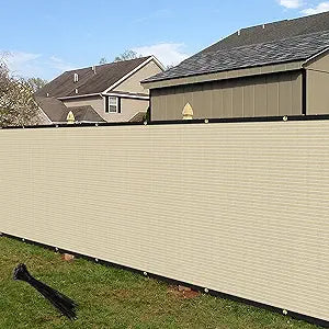 ECOOPTS 5'x50' Privacy Fence Screen Windscreen with Copper Grommets, Fit for Commercial Fence and Residential Garden Outdoor 90% UV Blockage, Cable Zip Ties Included (Beige)