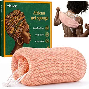 Yiclick African Net Sponge Authentic with Knots - Exfoliating Washcloth Towel, Back Scrubber for Shower Bath, Exfoliating Body Scrubber Exfoliator, African Rags Wash Cloth Loofah Lufa Sponge