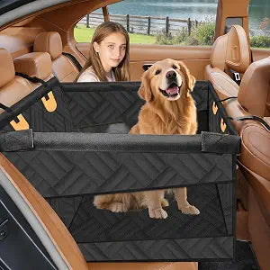 Large Dog Car Seat, Back Seat Extender for Dogs UP to 65LB, Hard Bottom Car Back Seat Cover for Dogs Waterproof Dog Seat Cover for Cars,SUV & Truck