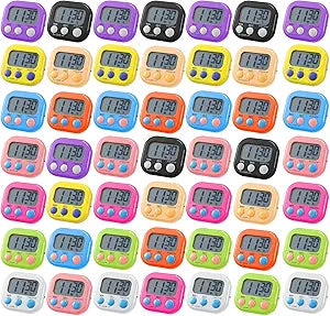 Weewooday 50 Pcs Large Classroom Timers Stopwatch Magnetic Kitchen Digital Timer Electronic Countdown Multi Function Loud Alarm Stopwatch for Cooking Sports Study Work Exercise Oven (10 Colors)