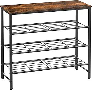Kitsure Shoe Rack for Closet, Rustic Brown Shoe Organizer with Leveling Feet, Sturdy & Rust-Proof Shoe Storage for Entryway, Bedroom, Living Room, 29.5" x 11.4" x 24.8", Brown