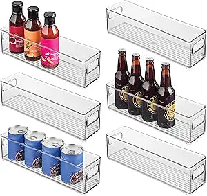 iDesign Stackable Fridge Bin with Handles - Ideal for Freezer or Pantry, Set of 6, Clear, Made in USA