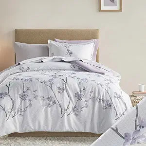 Comfort Spaces Kate All Season Comforter Set, Twin XL, 6 Piece, Grey/Purple