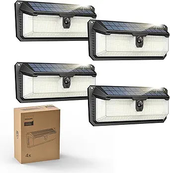 Philips Solar Lights Motion Sensor Outdoor, 258 LEDs Solar Powered Security Lights, 3 Lighting Modes, Waterproof Wall Light for Outside Yard Fence Garden Garage
