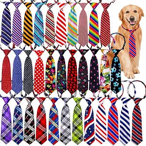 Mruq Large Dog Ties - 30pcs Mix Adjustable Big Dog Collar Grooming Ties for Medium Large Dogs, Daily Wearing & Special Occasions