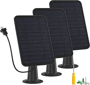 5W Solar Panel Charger Compatible with Blink Outdoor/Outdoor(3rd Gen)/XT XT2 Camera, Solar Panel for Blink Camera, 13.1ft Charging Cable & Rubber Plug, IP65 Weatherproof with Secure Wall Mount, 3 Pack