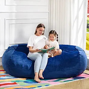 Hobestluk 4FT Bean Bag Chair Large Beanbag with Removable Cover Adult Bean Bag Chair with Portable Handle Desgin for Living Room Bedroom (Blue, 4FT)