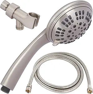Aqua Elegante Luxury Handheld Shower Kit - 6 Function High Pressure Removable Hand Held Showerhead with Hose and Mount, Easy Install for Boosting Low Water Flow Baths - 2.5 GPM - Brushed Nickel