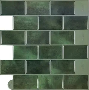10-Pack Green Peel and Stick Backsplash Tiles 12"x12"