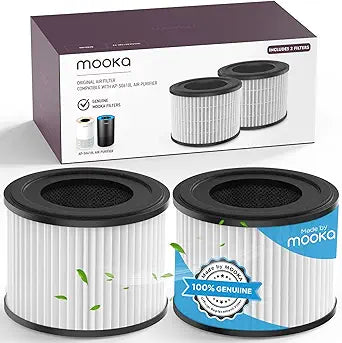 2 Pack MOOKA AP-S0610L Air Purifier Filter, 3-in-1 True HEPA Filter, High-Efficiency Activated Carbon Air Filter for Smoke, Odor, Dander, Pollen