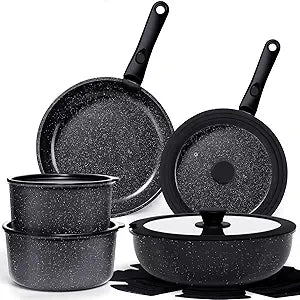 GiPP Ceramic Pots and Pans Set Non Stick, Nonstick Detachable Handle Cookware Sets, Healthy Non Toxic PFAS PFOA & PTFE Free, Dishwasher Oven Safe, Induction Kitchen Pot and Pan, 15 Piece Grey