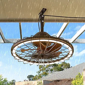 20" Outdoor Ceiling Fans with Light for Patios, IP65 Waterproof Plug in Ceiling Fan, Gazebo Hanging Fan with Remote Control App, Dimmable LED, 6-Speeds for Porch Pergola