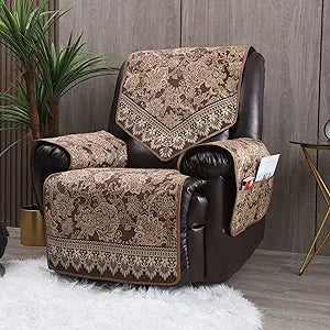 Recliner Chair Covers Non Slip Waterproof Large Recliner Covers for Leather Recliner,Electric Reclining Chair Covers for Living Room Dog Sofa Recliner Cover Furniture Protective Brown