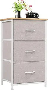 Somdot Dresser for Bedroom with 3 Drawers, Storage Organizer Chest of Drawers with Removable Fabric Bins for Closet Bedside Living Room Laundry Entryway Hallway, Ash Grey
